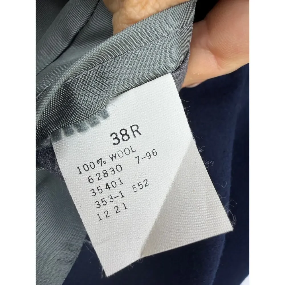 Lands’ End Men’s 38R Navy Blue Wool Blazer Gold Buttons Preppy Trad Ivy League